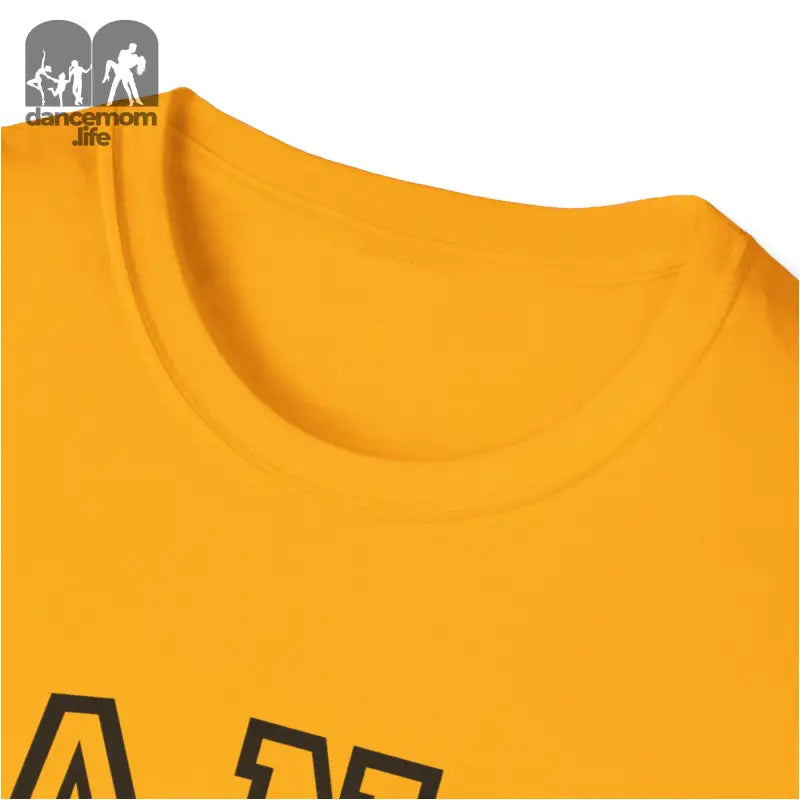 Yellow t-shirt with a black partial text visible at the bottom.