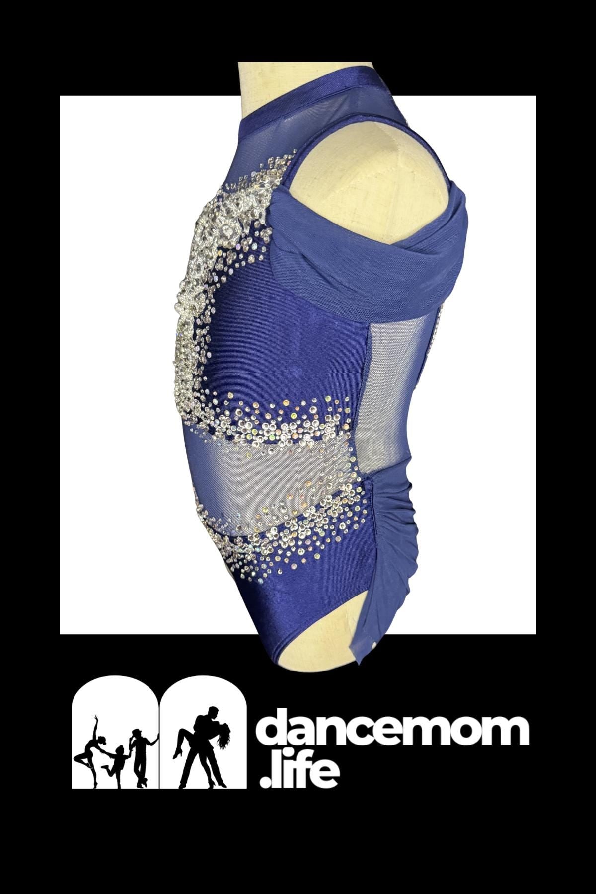Dance Costume Leotard | Rhinestone Crystal Bodice | Girls Size 6 | Jazz Lyrical Performance - "Blue Diamanté"