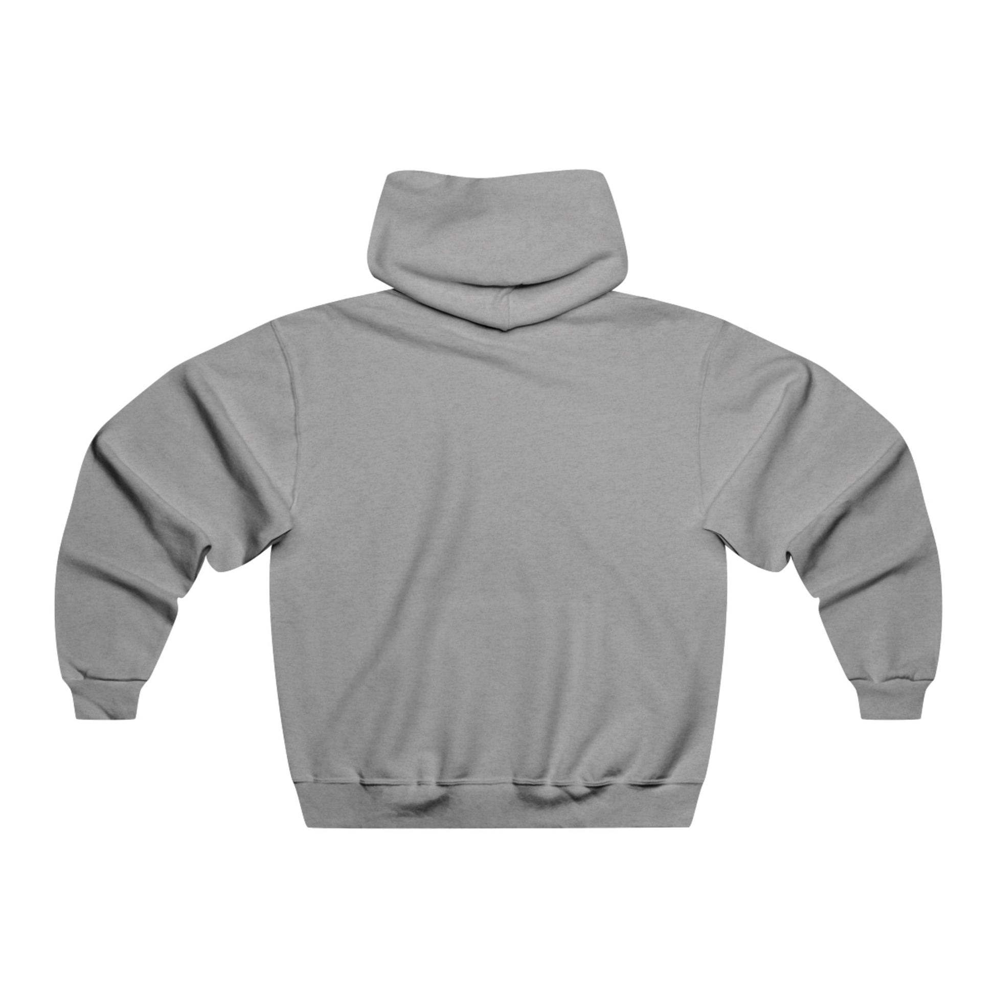 A plain gray hooded sweatshirt with a soft, unadorned fabric and classic design.