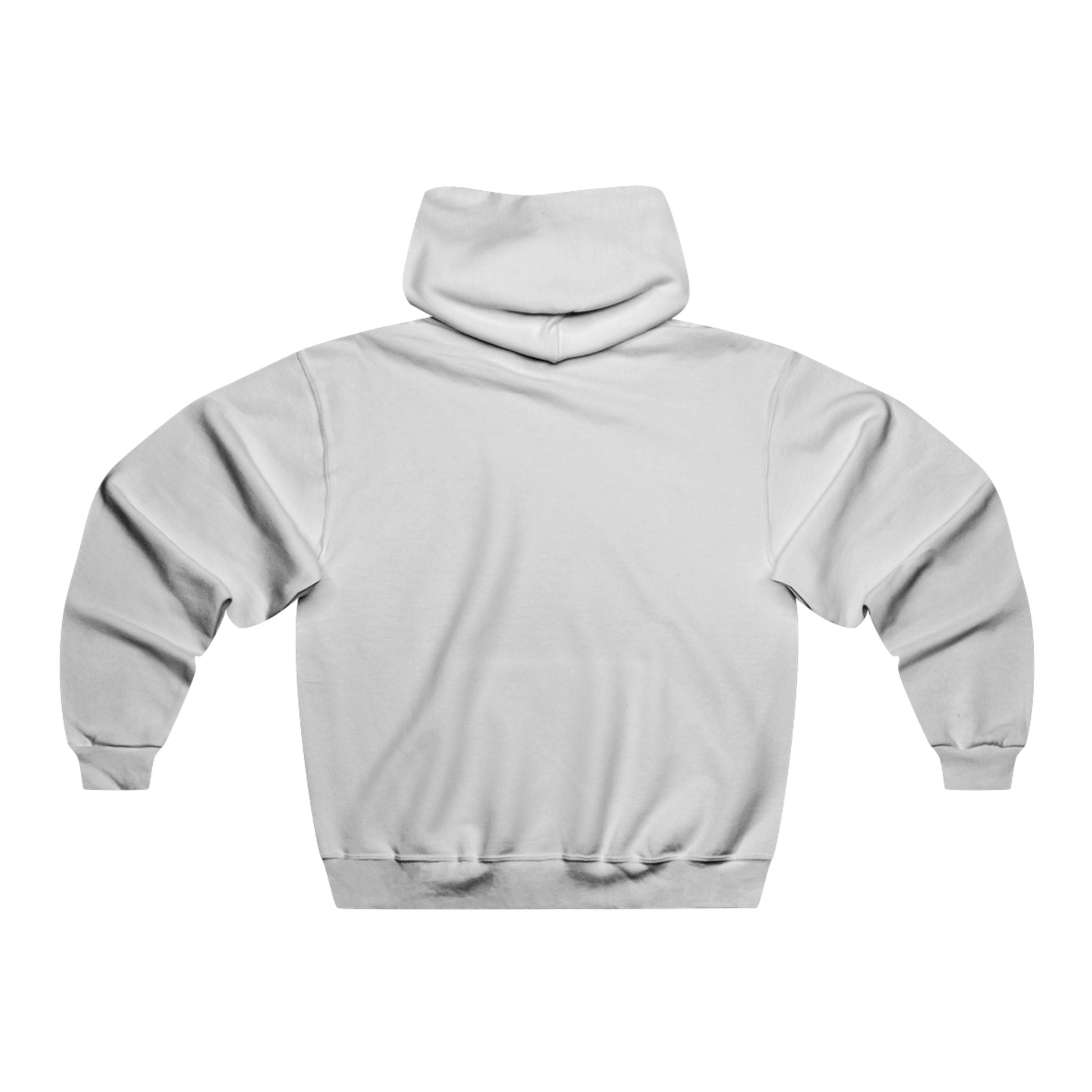 A plain white hooded sweatshirt with a soft, textured fabric and ribbed cuffs and hem.