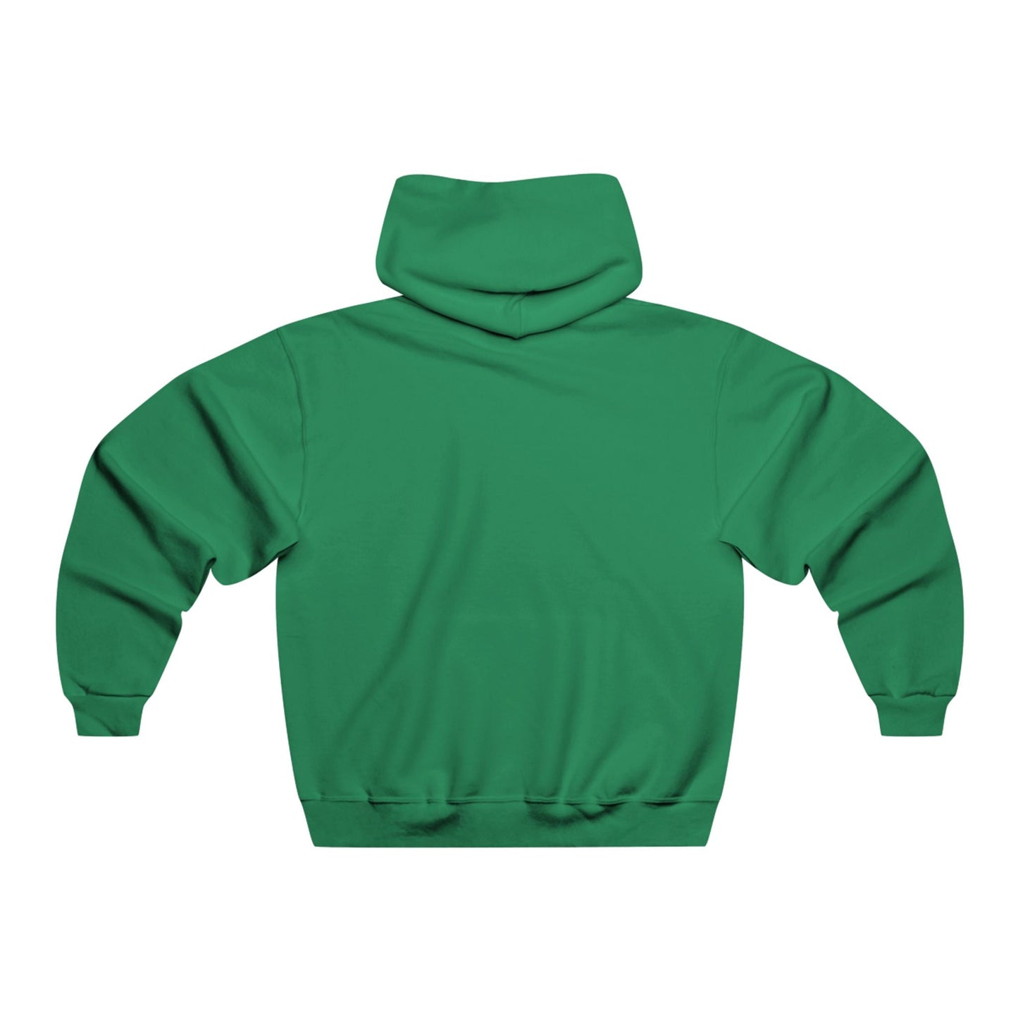 Solid green hooded sweatshirt with a soft, fleece-like texture and ribbed cuffs and hem.