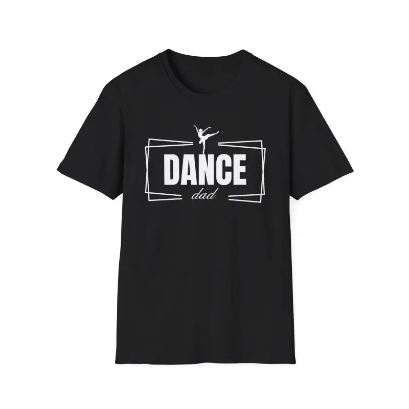 Black t-shirt with ’DANCE’ text and a ballet dancer silhouette design.