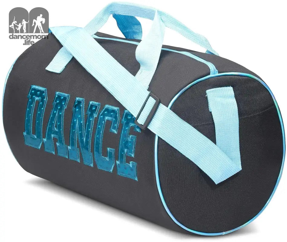 Dance Duffle Bag for Girls, Water-Resistant Kids Travel Bag with Adjustable Carry on and Handy Pouch, Dance Accessories for Girls (Black/Turquoise) One Size