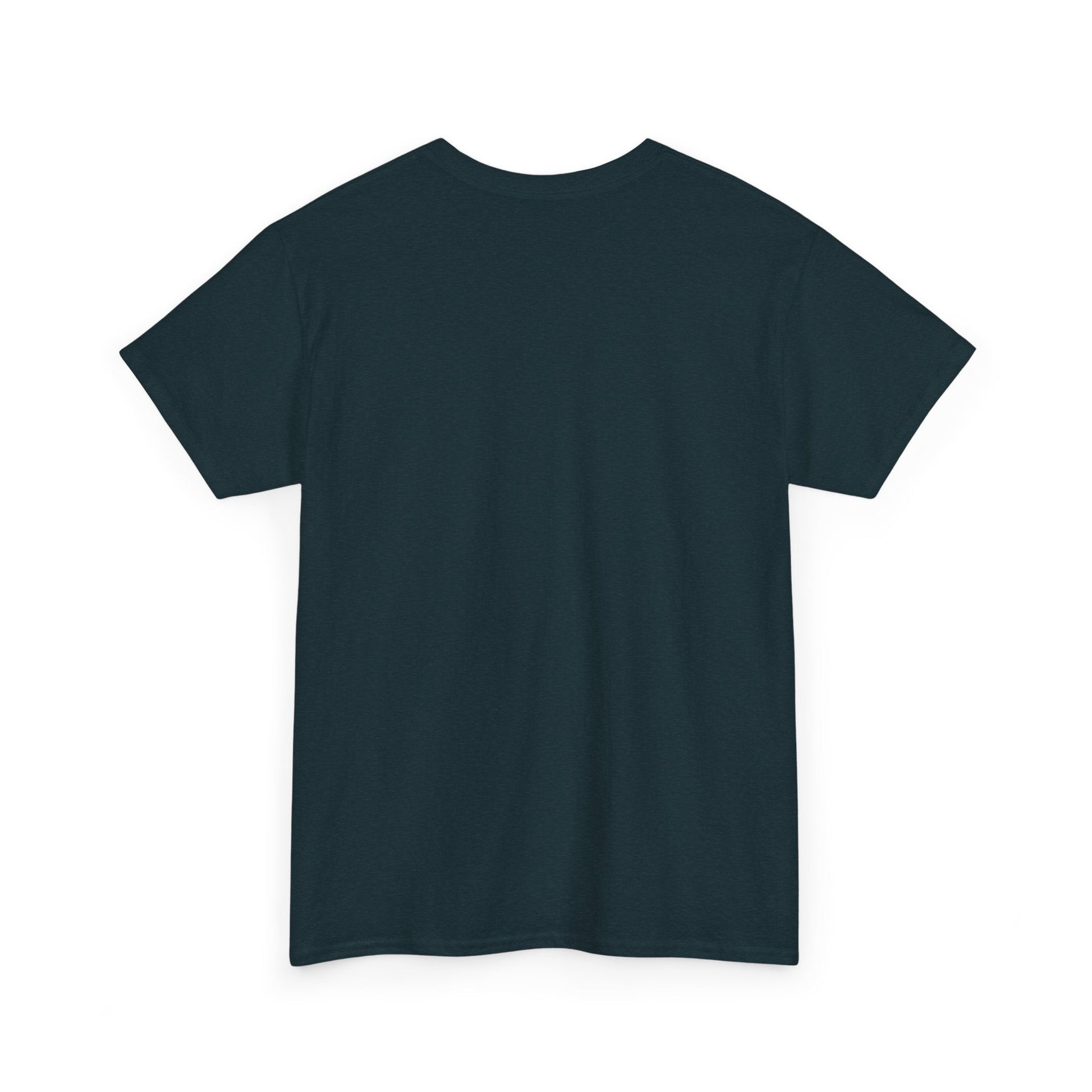 Dark navy blue short-sleeved t-shirt with a classic crew neck and smooth, solid fabric.