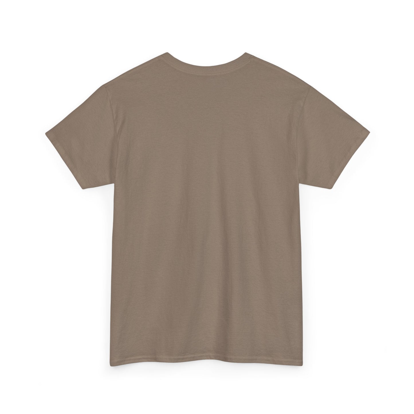 A plain beige short-sleeved t-shirt with a simple crew neck design.
