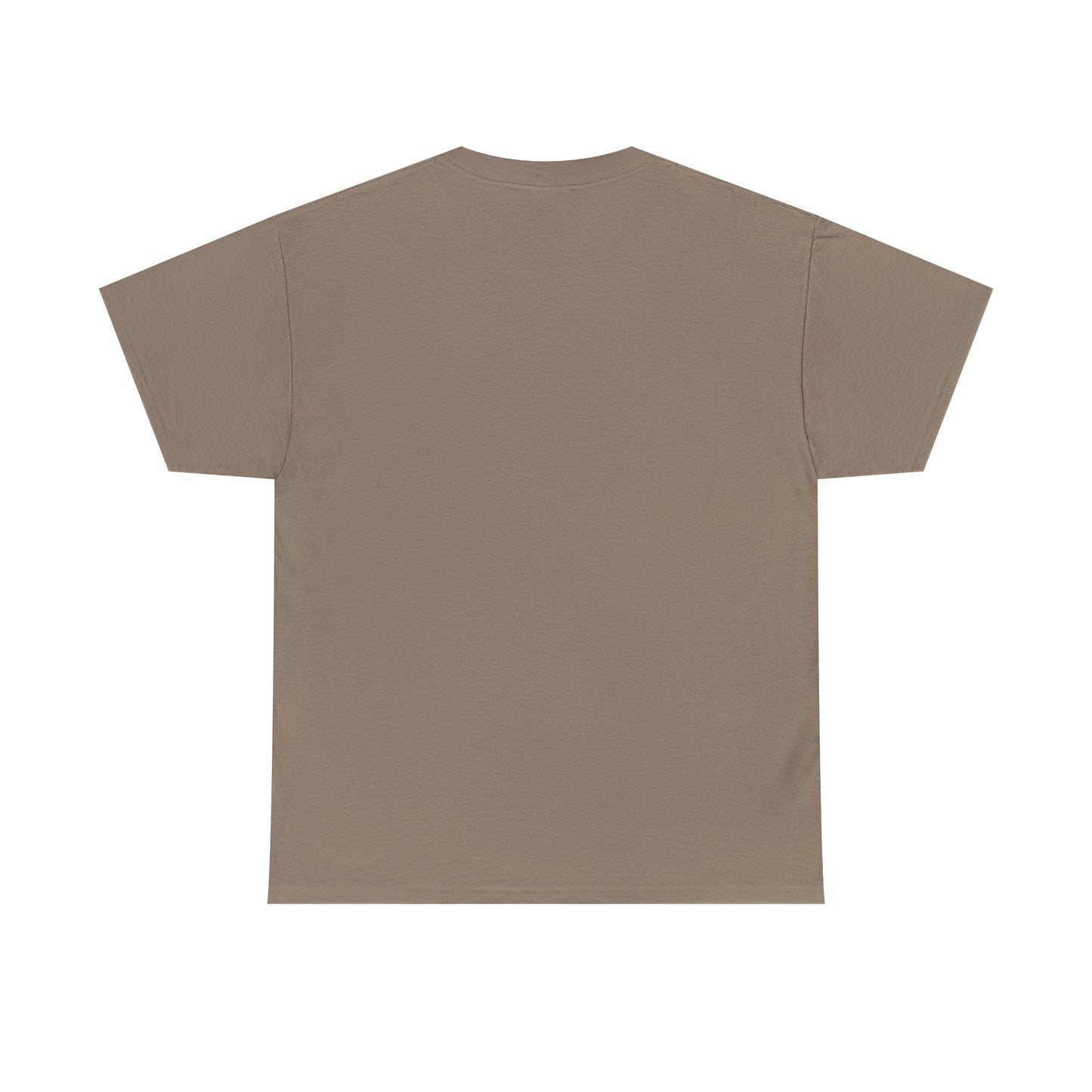 A plain beige short-sleeved t-shirt with a simple crew neck design.