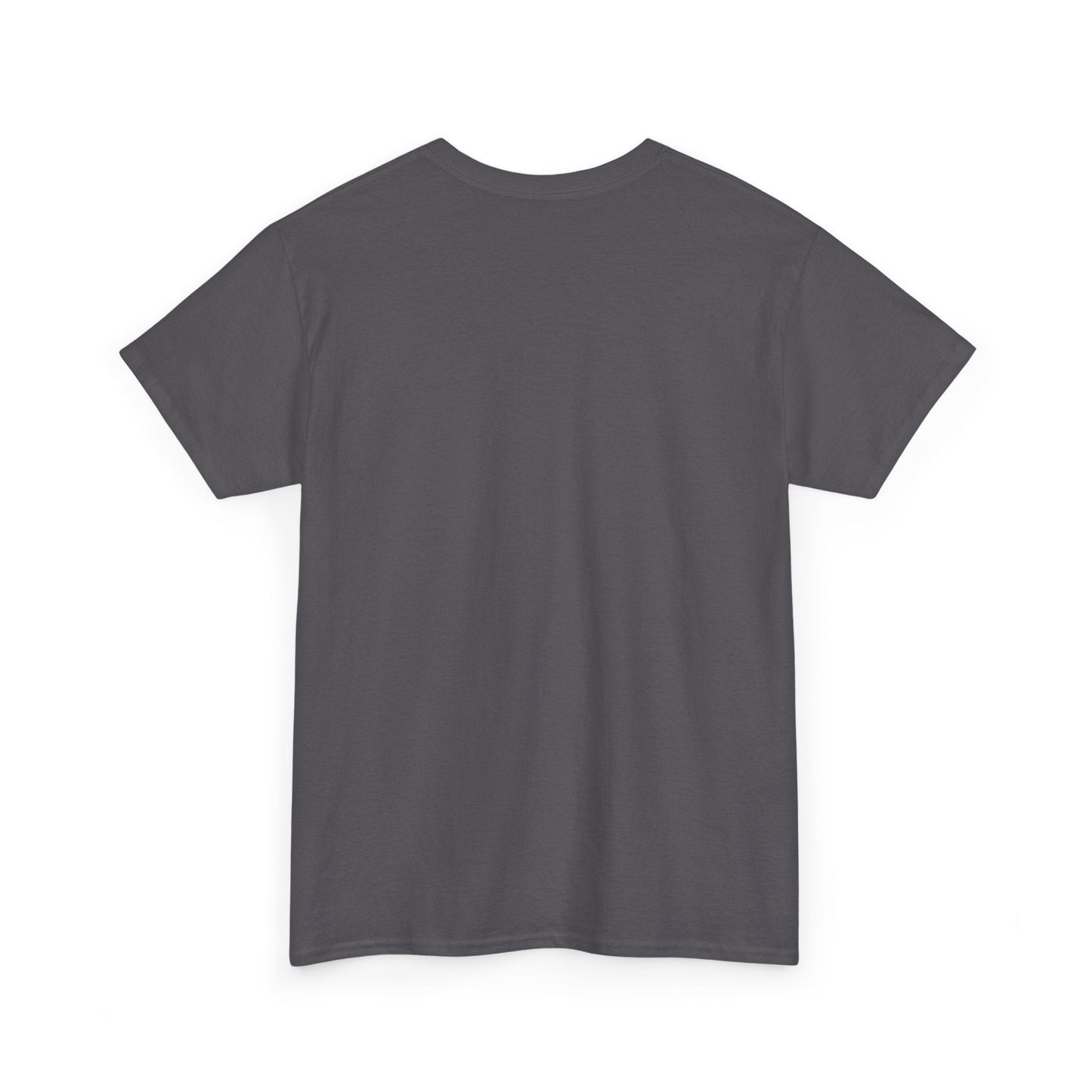 A plain dark gray short-sleeved t-shirt with a simple crew neck design.