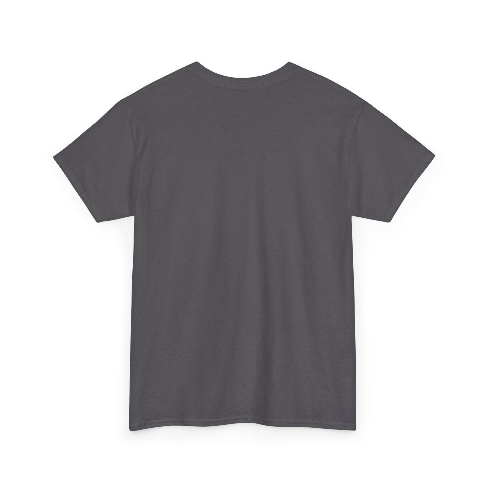 A plain dark gray short-sleeved t-shirt with a simple crew neck design.