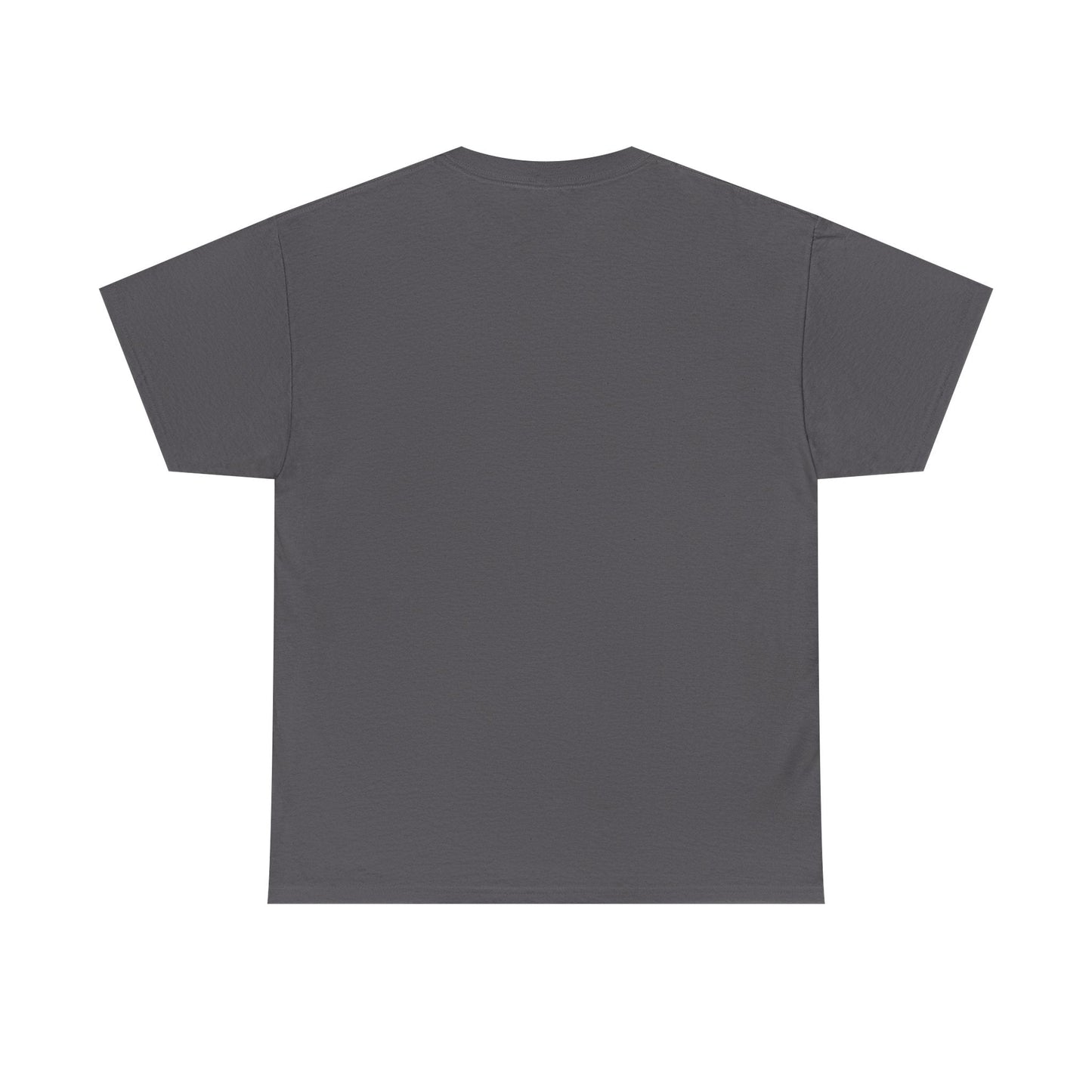 A plain dark gray short-sleeved t-shirt with a simple crew neck design.