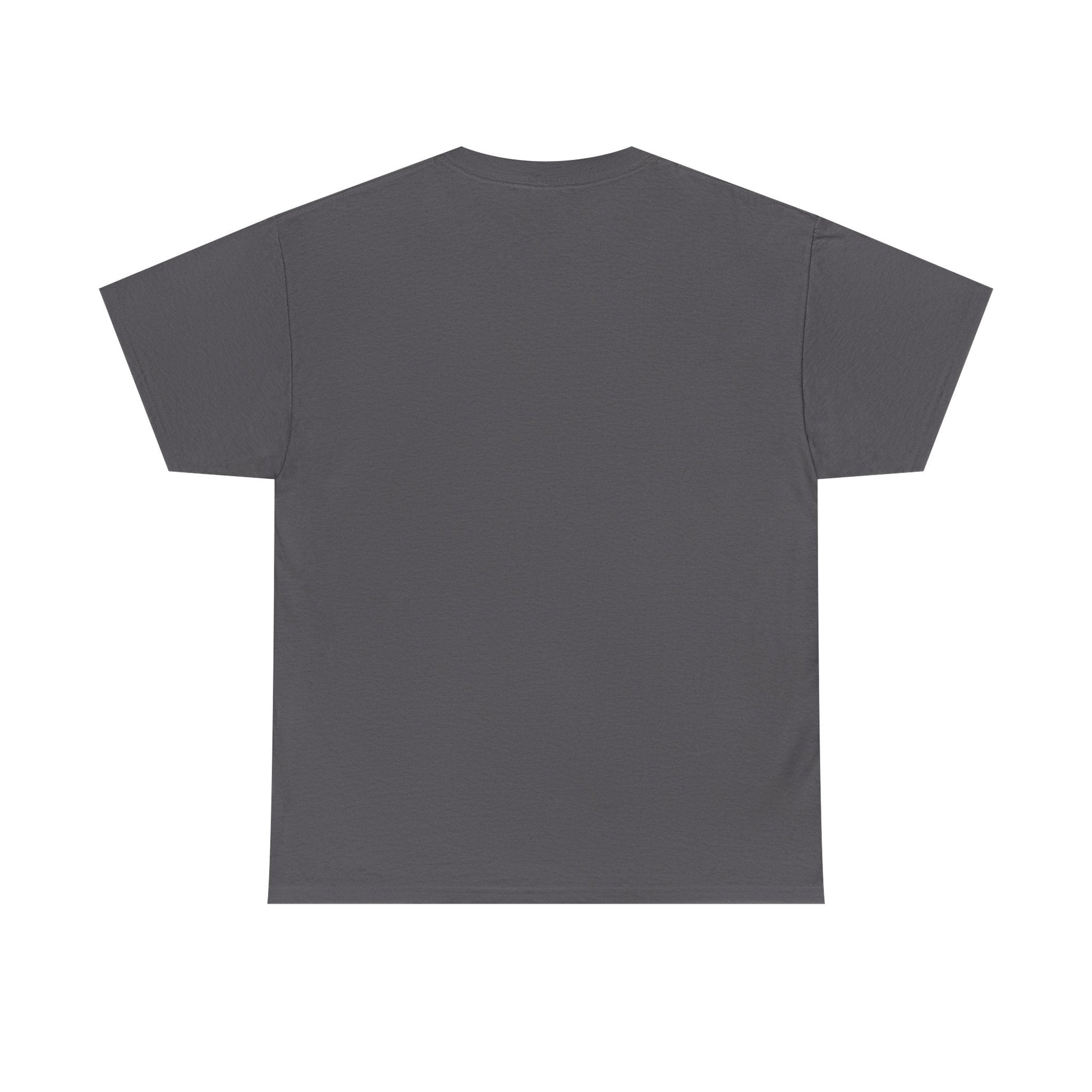 A plain dark gray short-sleeved t-shirt with a simple crew neck design.
