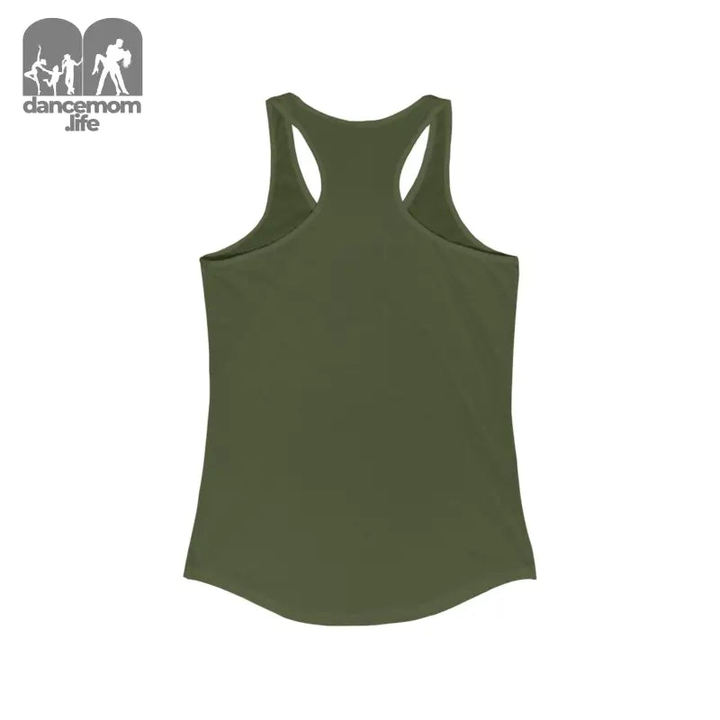 Olive green racerback tank top.