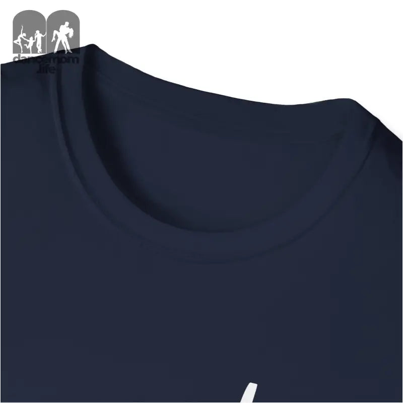 Navy blue t-shirt with white text visible at the bottom edge.