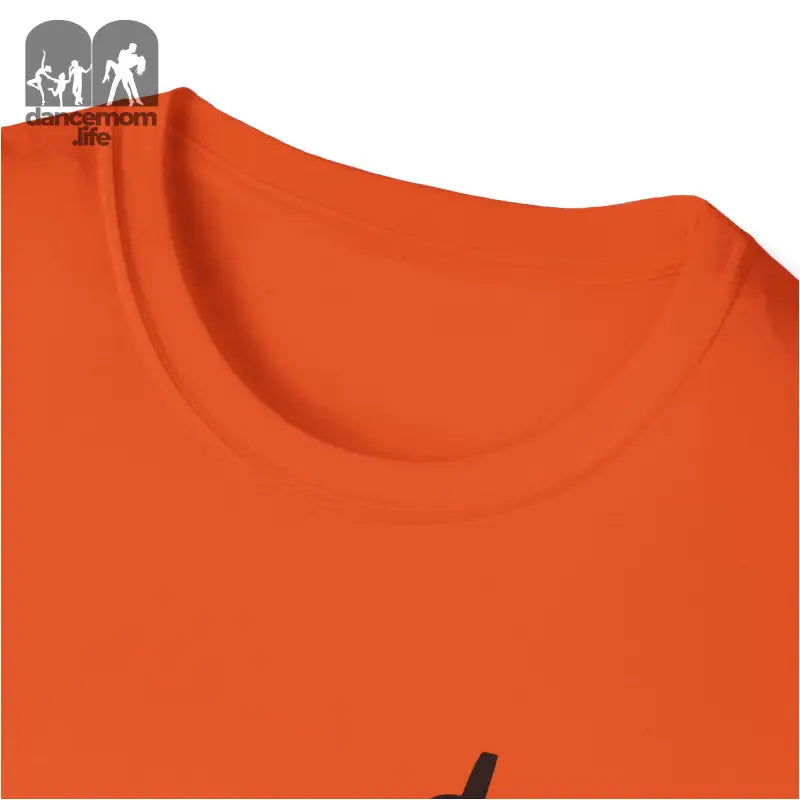 Orange t-shirt with a round neckline.