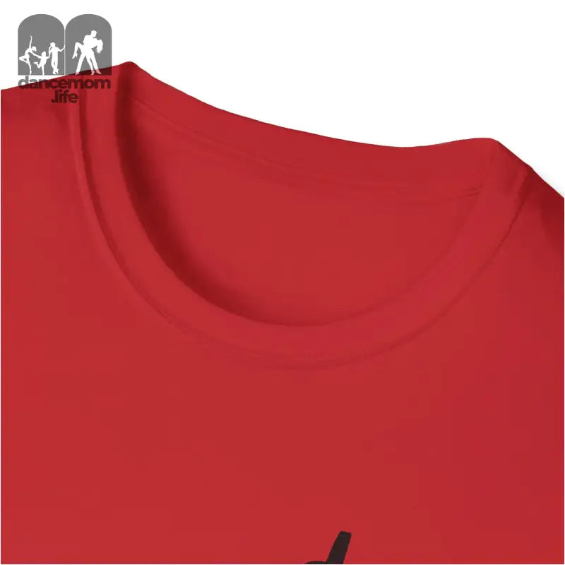 Red t-shirt neckline with a crew neck collar.