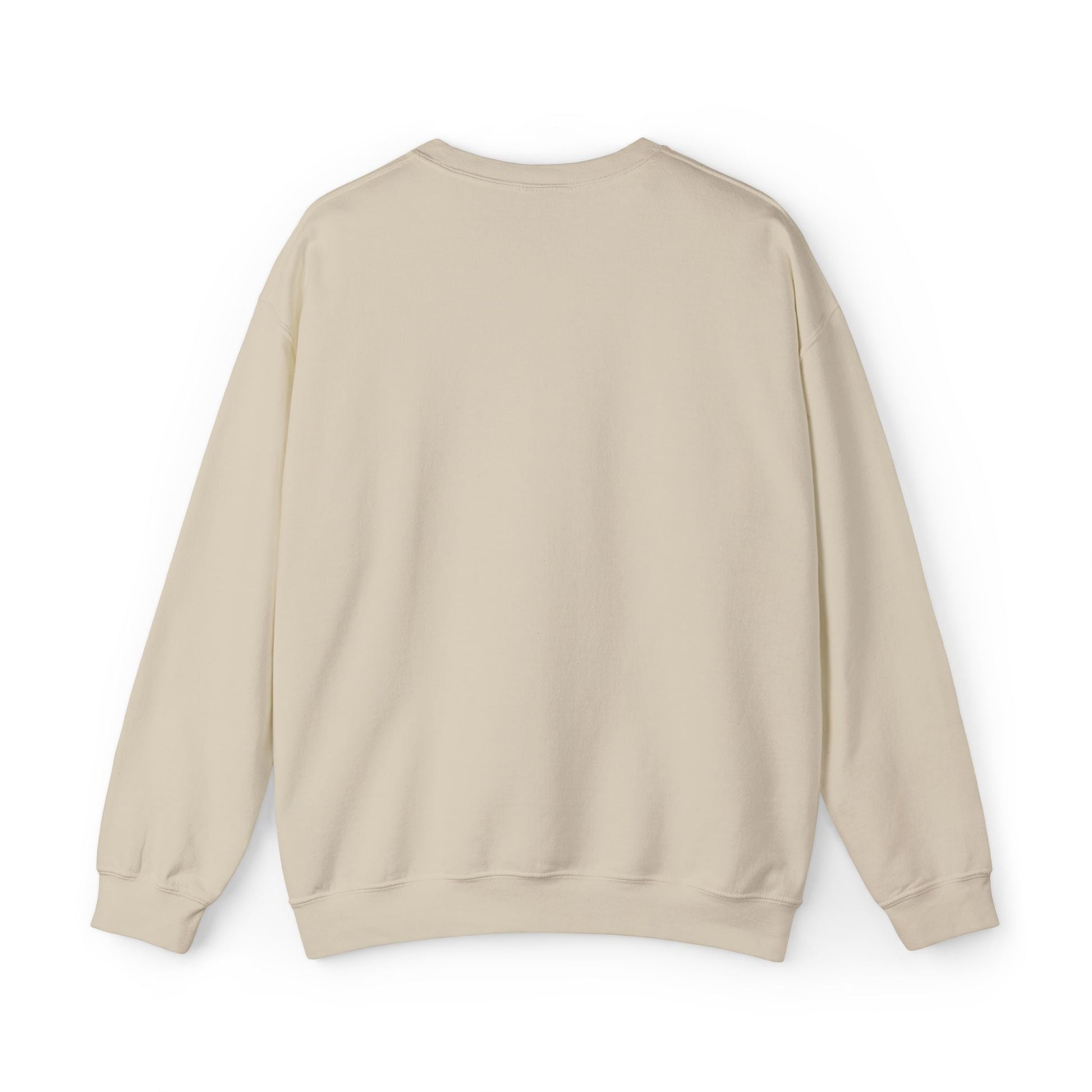 Beige long-sleeved sweatshirt with a soft, relaxed fit and ribbed cuffs.