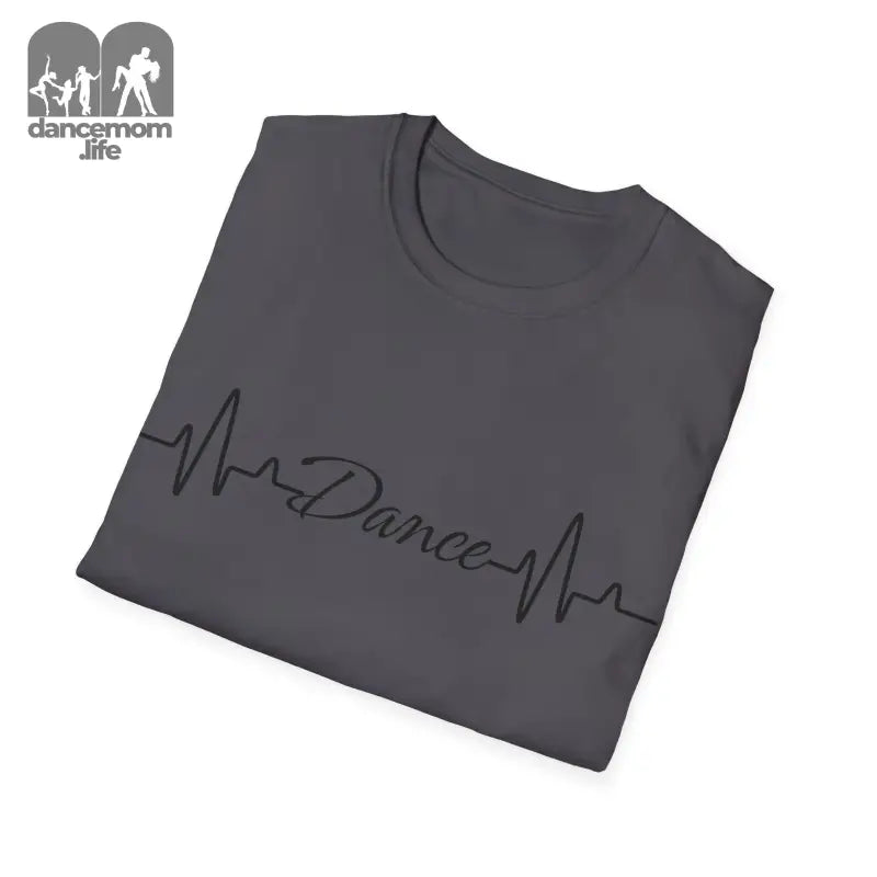 Dark gray t-shirt with ’Dance’ text in a heartbeat/EKG line design.