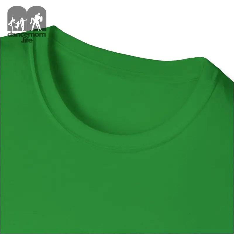 Green crew neck t-shirt collar.