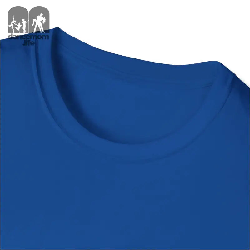 Royal blue crew neck t-shirt collar.