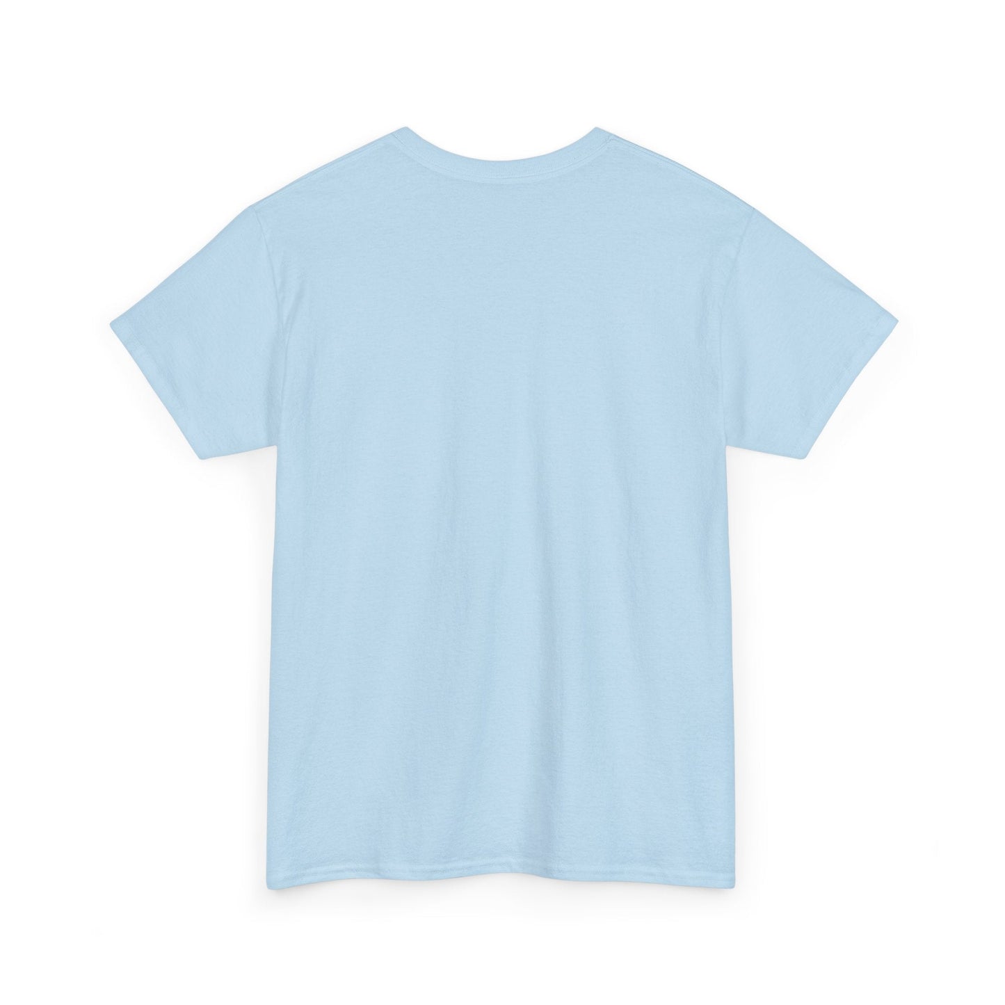 A soft light blue cotton t-shirt with a simple crew neck and short sleeves.