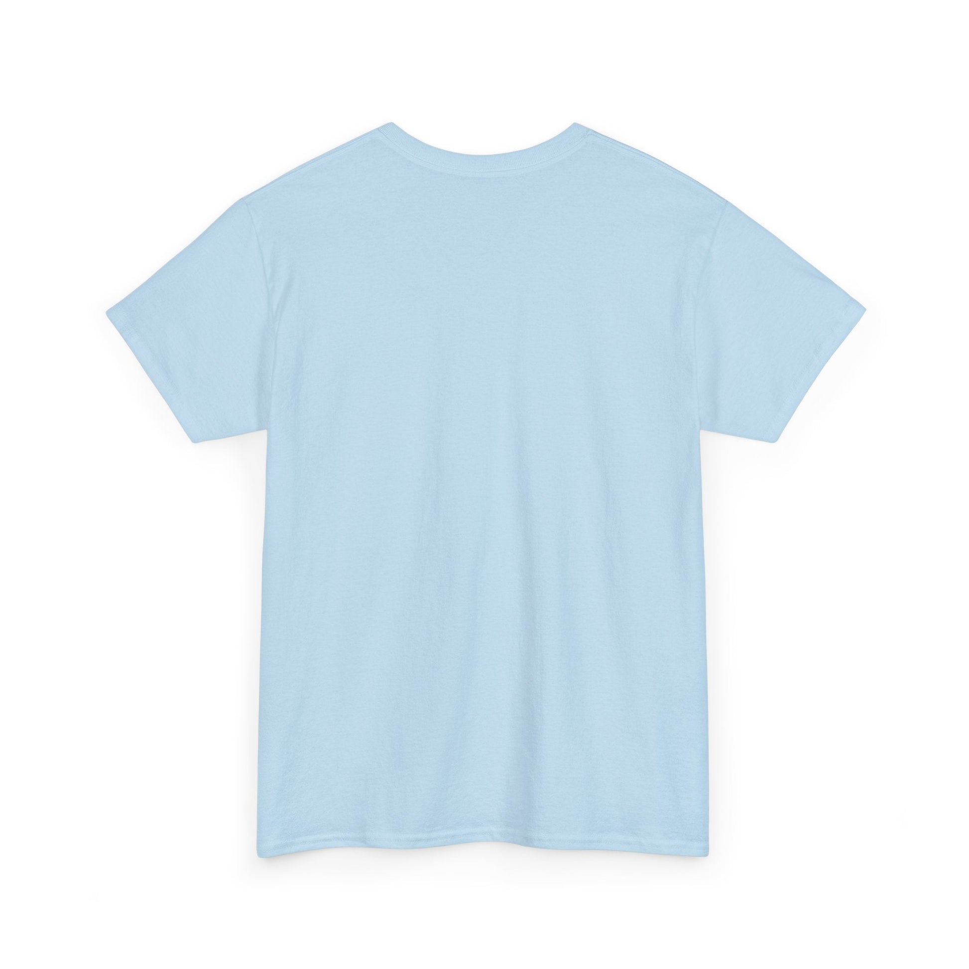 A soft light blue cotton t-shirt with a simple crew neck and short sleeves.
