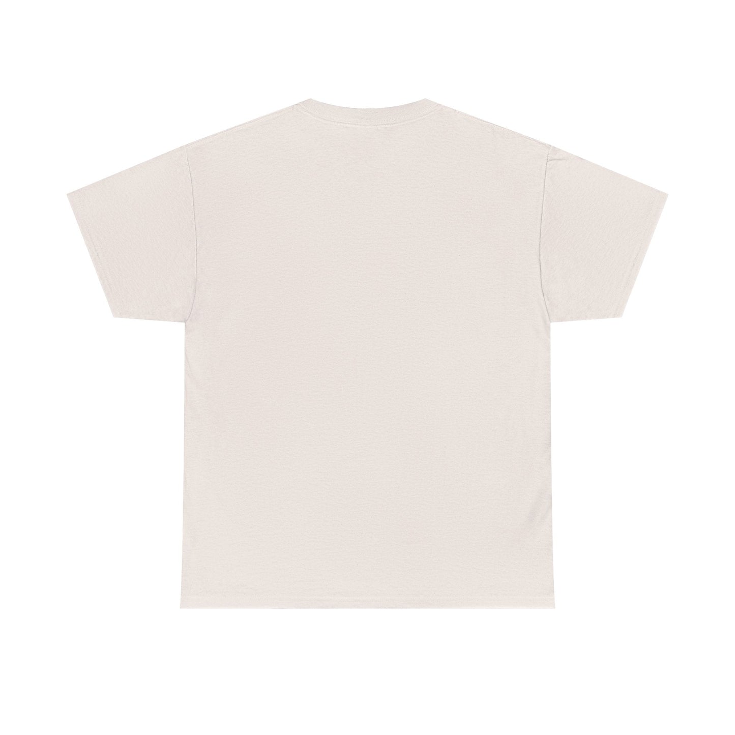 Cream-colored, short-sleeved t-shirt with a simple crew neck design.