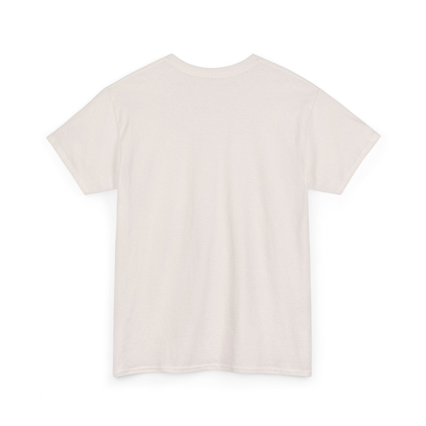 A plain off-white short-sleeved t-shirt with a simple crew neck design.