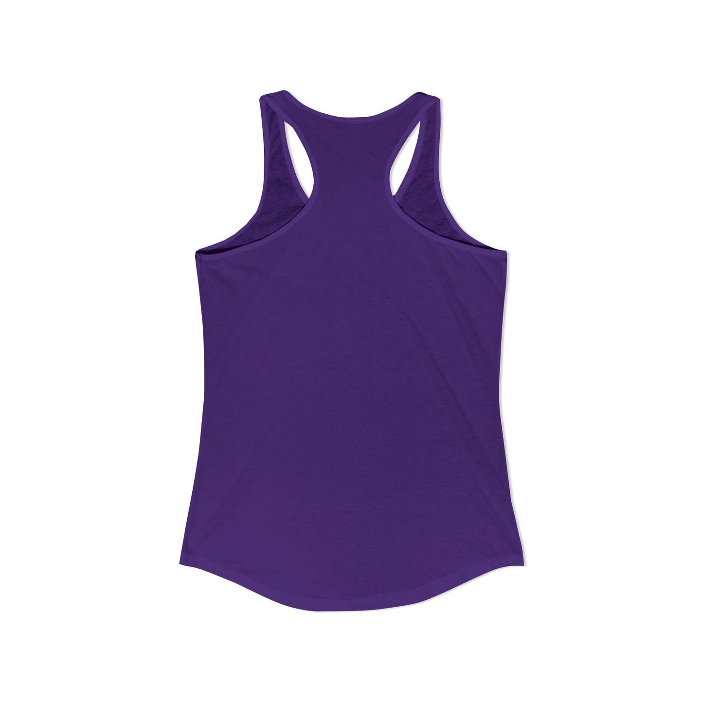 Purple racerback tank top with a smooth, stretchy fabric and sleek design.