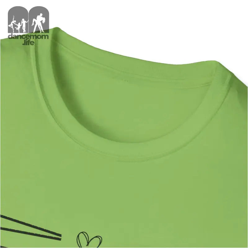 Lime green t-shirt with a partial design visible.