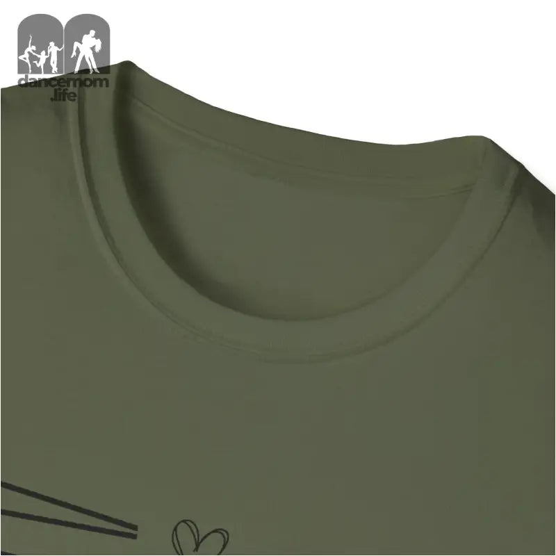 Olive green t-shirt with a crew neckline.