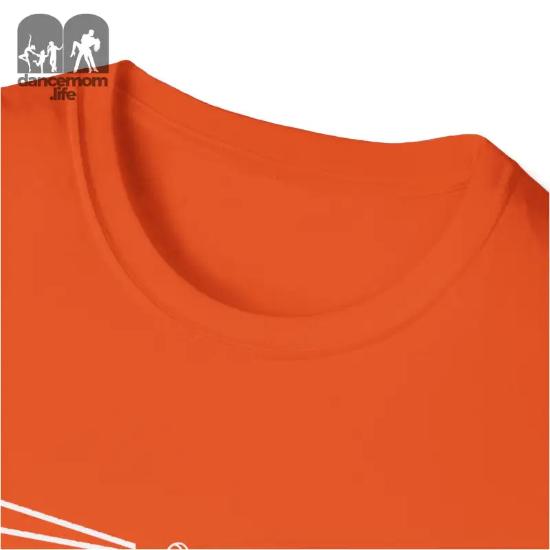 Orange t-shirt neckline with ribbed collar.