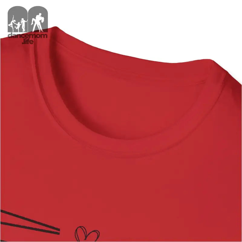 Red t-shirt with a partial black design visible at the bottom.