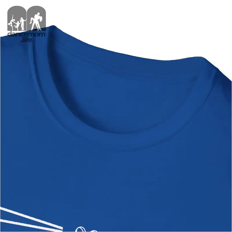 Royal blue crew neck t-shirt collar.