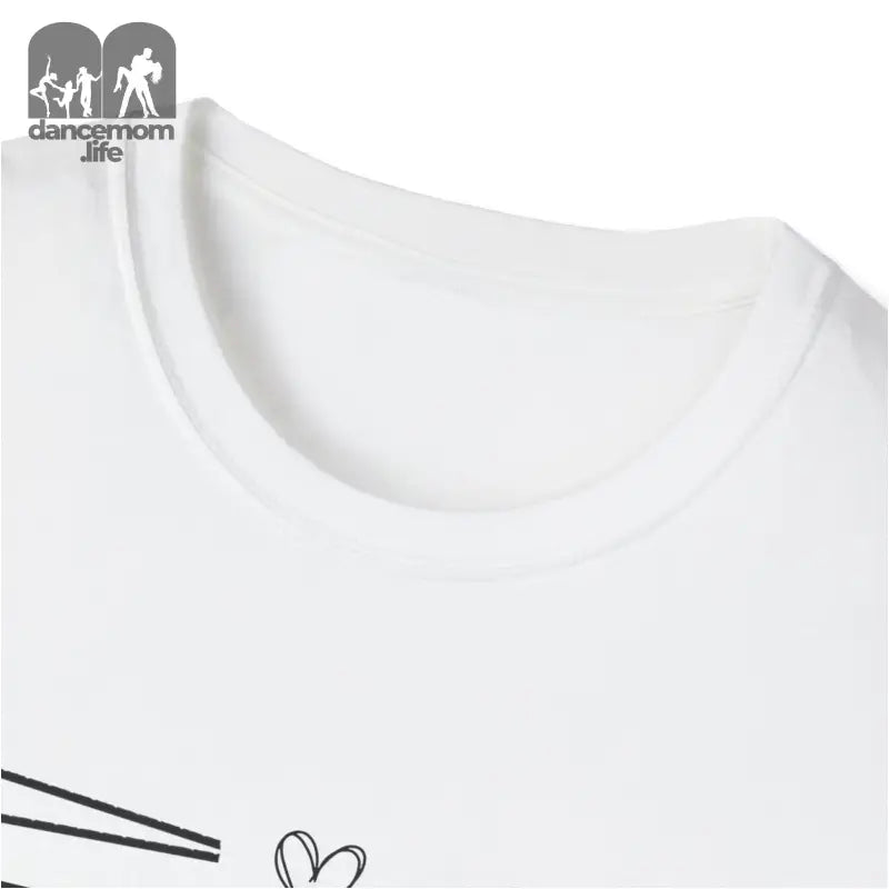 White t-shirt with a partial black line design visible.