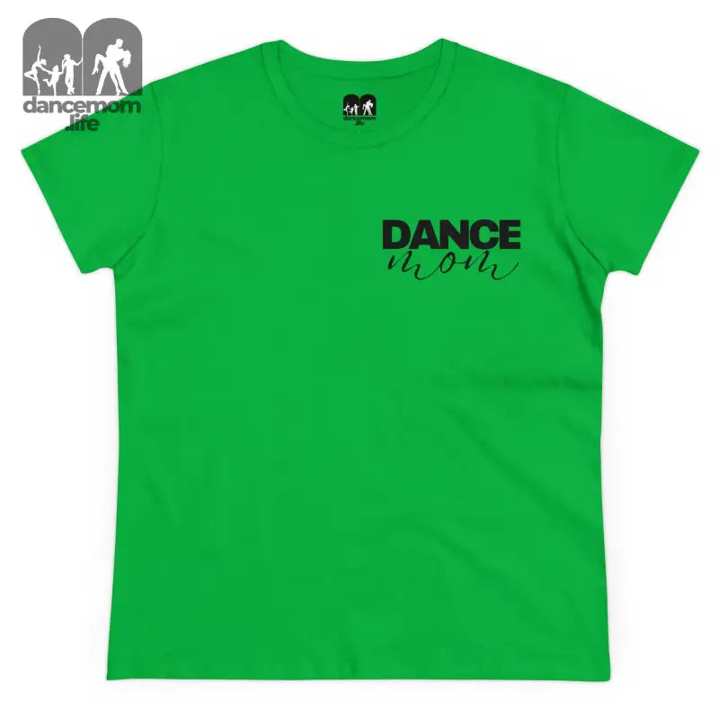 Bright green t-shirt with ’DANCE’ text printed on the front.