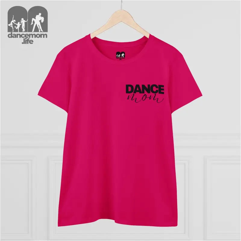 Hot pink t-shirt with ’DANCE’ text printed on the front.