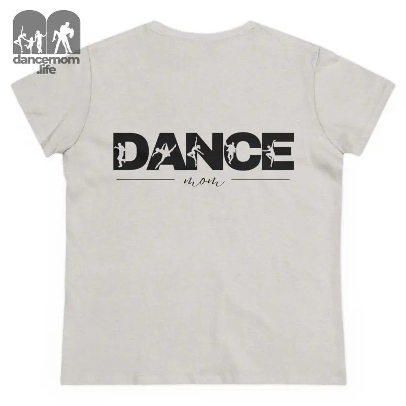 Light gray t-shirt with ’DANCE’ printed in black text on the back.