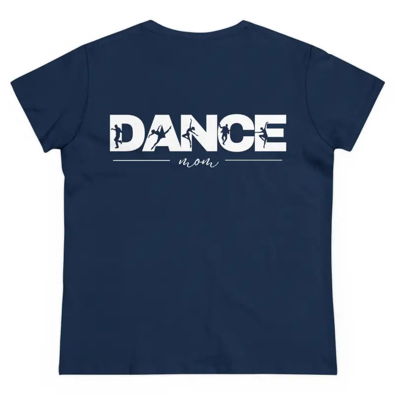 Navy blue t-shirt with ’DANCE’ text printed in white on the back.