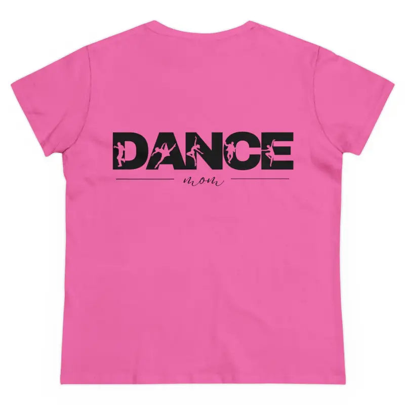 Pink t-shirt with ’DANCE’ text printed in black on the back.