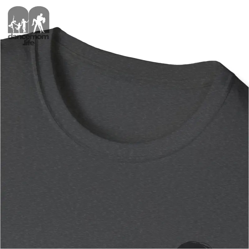 Dark gray crew neck t-shirt collar.