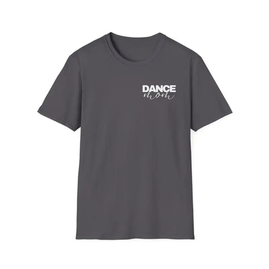 Dark gray t-shirt with ’DANCE’ text printed on the chest.