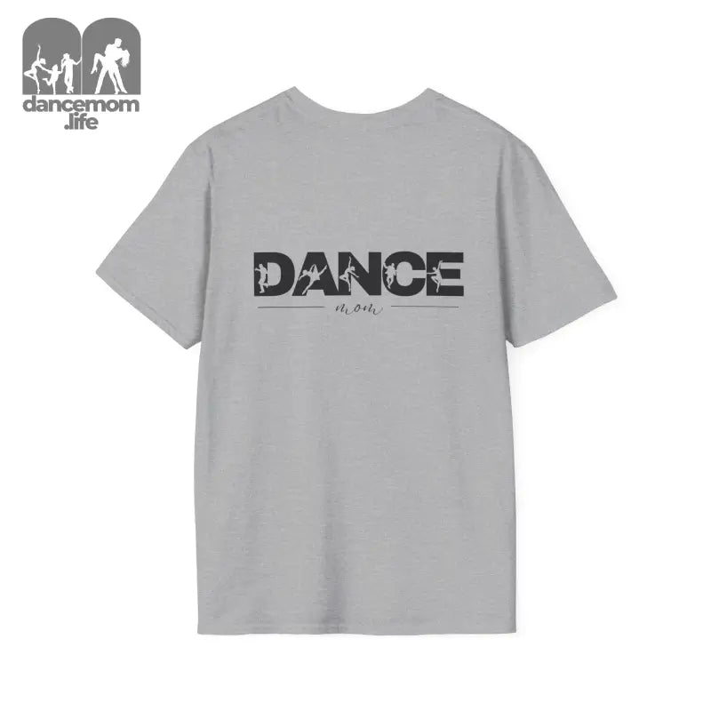 Gray t-shirt with ’DANCE’ text printed on it.