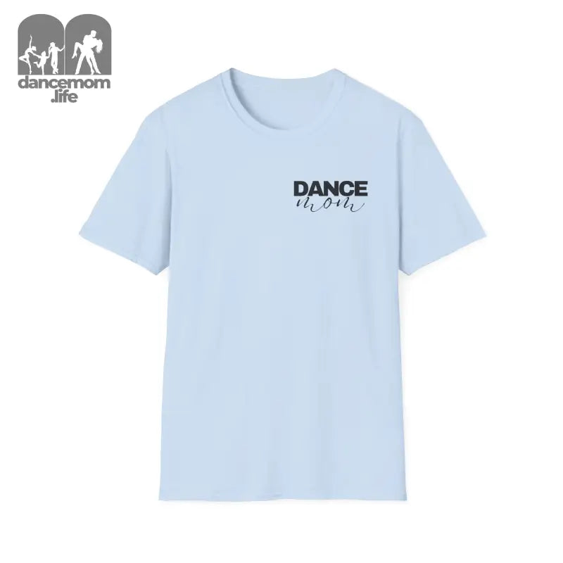 Light blue t-shirt with ’DANCE’ text printed on the front.