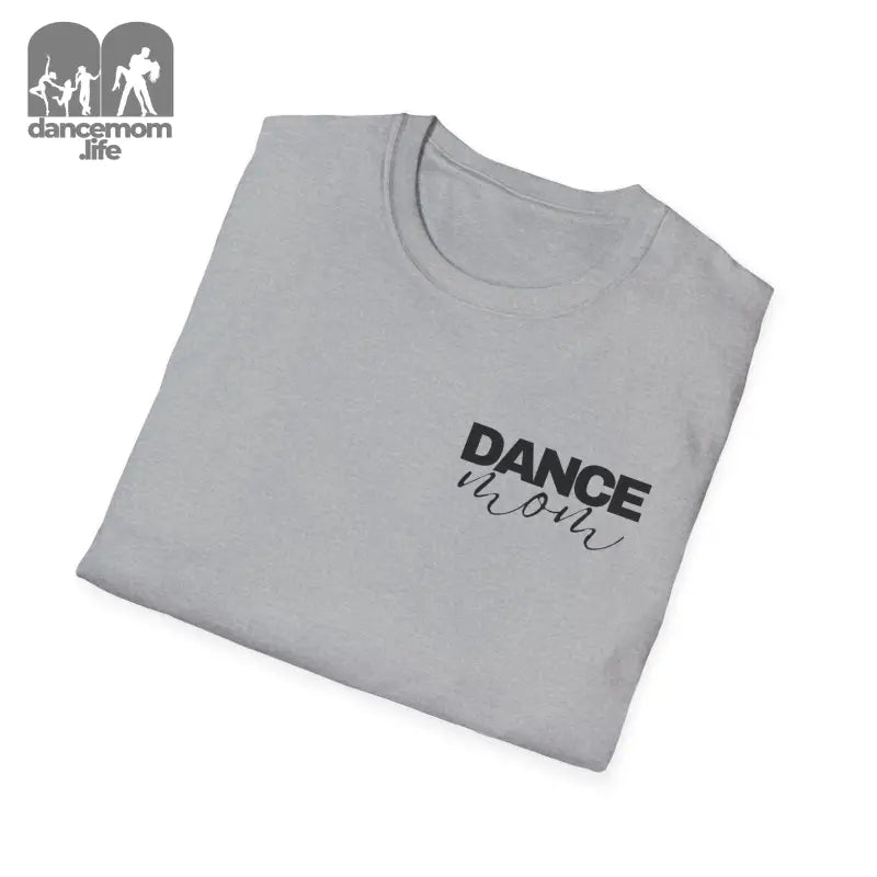 Light gray t-shirt with ’DANCE’ text printed on it.