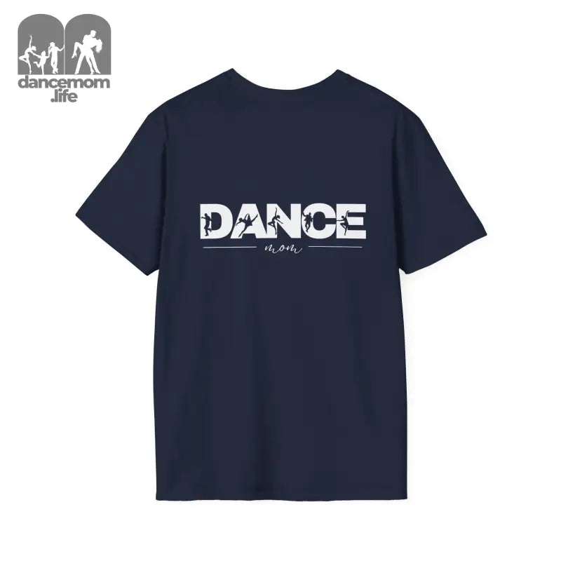 Navy blue t-shirt with ’DANCE’ printed in white on the back.