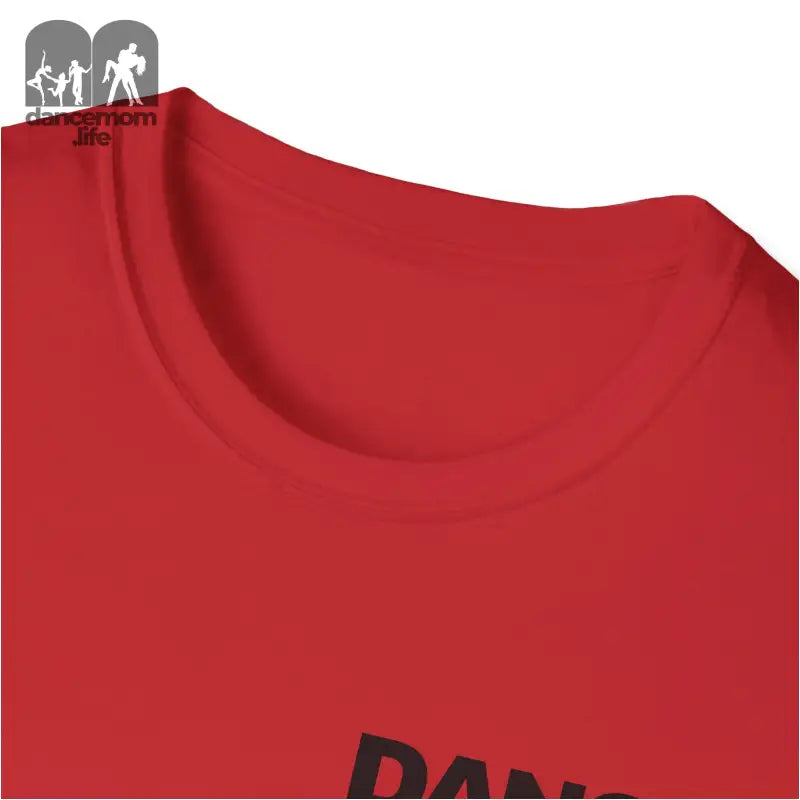 Red t-shirt with a partial black text visible.