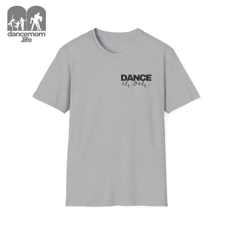 Light gray t-shirt with ’DANCE’ text printed on the chest.