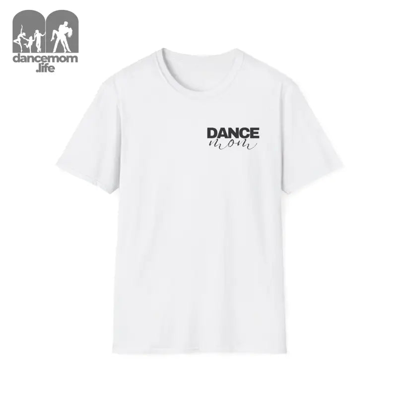 White t-shirt with ’DANCE’ text printed on the chest.