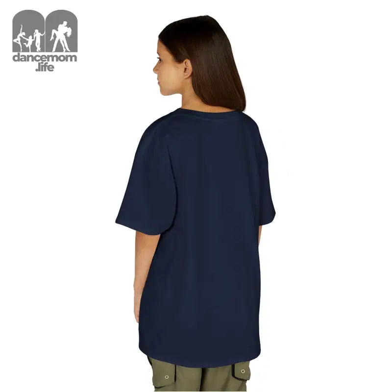 Navy blue short-sleeved t-shirt shown from the back view.