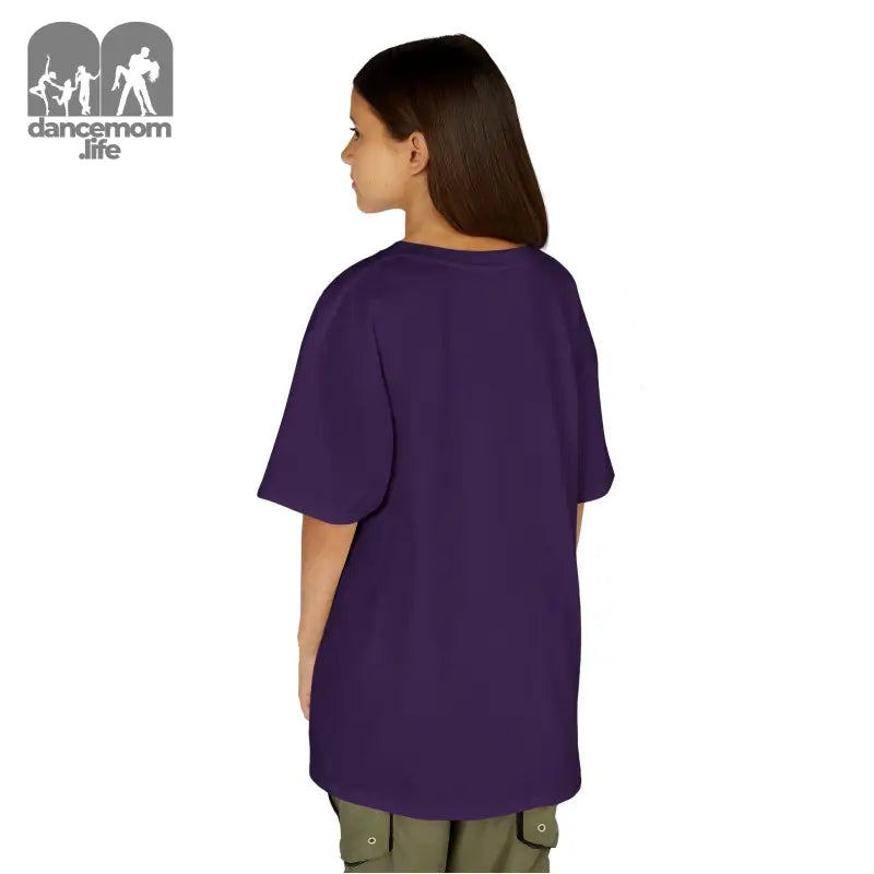 Purple short-sleeved t-shirt shown from the back view.