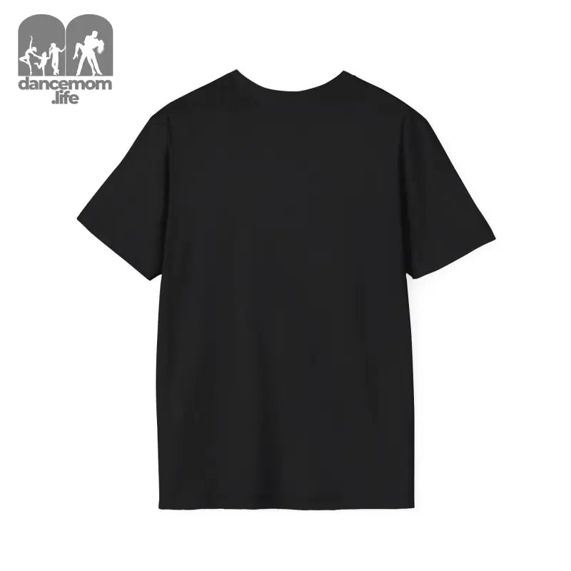 Black short-sleeved t-shirt.